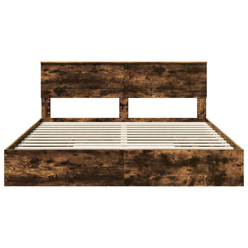 Casa si Gradina - Mobilier - Paturi si accesorii - Paturi - Pat cu storage Stejar fumuriu 180 x 200 cm Lemn compozit - Infinity.ro