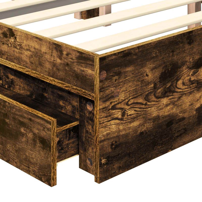 Casa si Gradina - Mobilier - Paturi si accesorii - Paturi - Pat cu storage Stejar fumuriu 180 x 200 cm Lemn compozit - Infinity.ro
