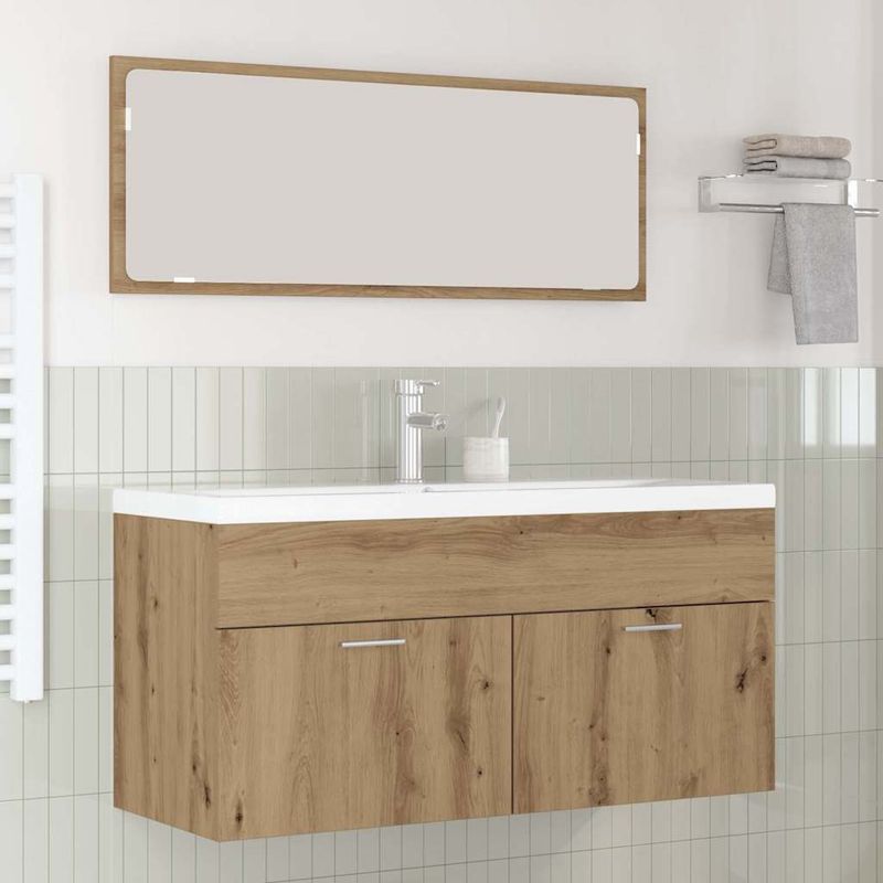 Casa si Gradina - Mobilier - Mobilier baie - Comode baie - Dulap de Baie Stejar Artizanal 100 x 38,5 x 46 cm Lemn compozit - Infinity.ro