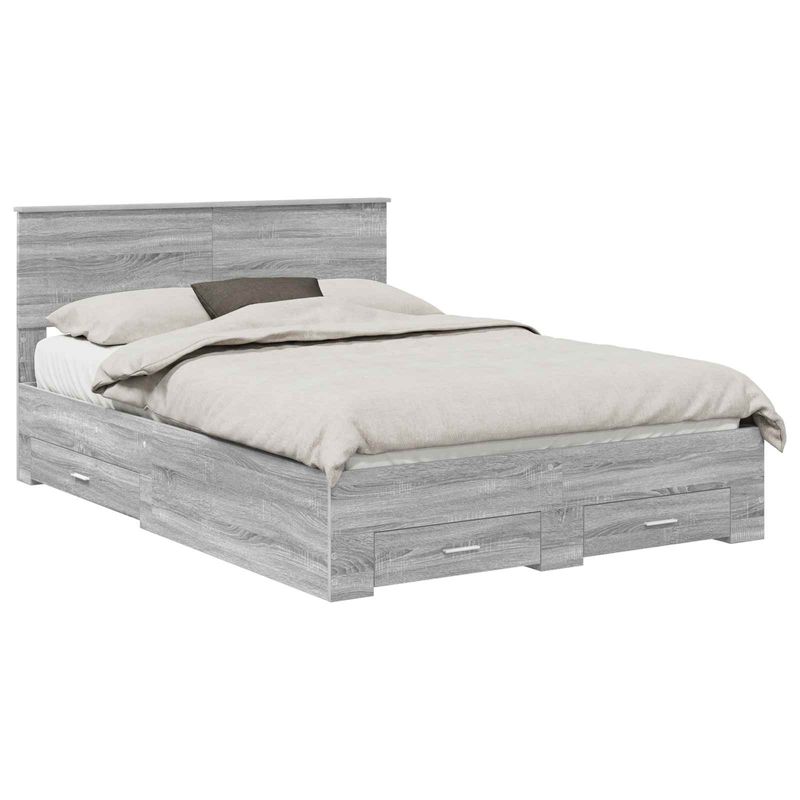 Casa si Gradina - Mobilier - Paturi si accesorii - Paturi - Cadru de pat cu headboard Gri Sonoma 140 x 200 cm Lemn compozit - Infinity.ro