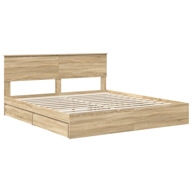 Casa si Gradina - Mobilier - Paturi si accesorii - Paturi - Pat cu storage Stejar Sonoma 180 x 200 cm Lemn compozit - Infinity.ro