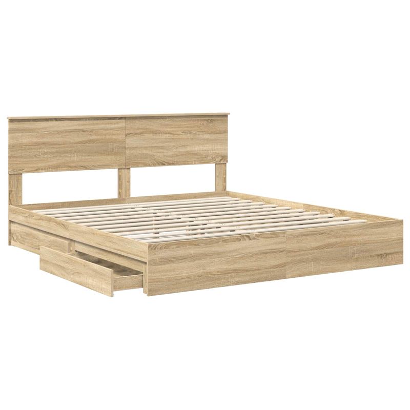 Casa si Gradina - Mobilier - Paturi si accesorii - Paturi - Pat cu storage Stejar Sonoma 180 x 200 cm Lemn compozit - Infinity.ro