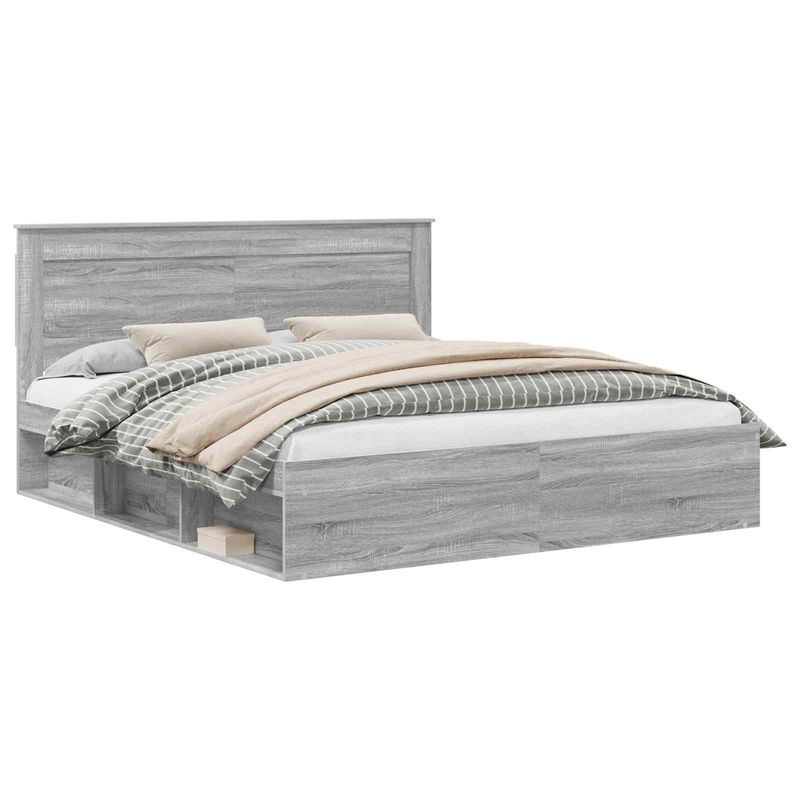 Casa si Gradina - Mobilier - Paturi si accesorii - Paturi - Cadru de pat Gri Sonoma 200 x 200 cm Lemn de pin masiv - Infinity.ro