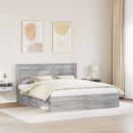 Casa si Gradina - Mobilier - Paturi si accesorii - Paturi - Cadru de pat Gri Sonoma 200 x 200 cm Lemn de pin masiv - Infinity.ro