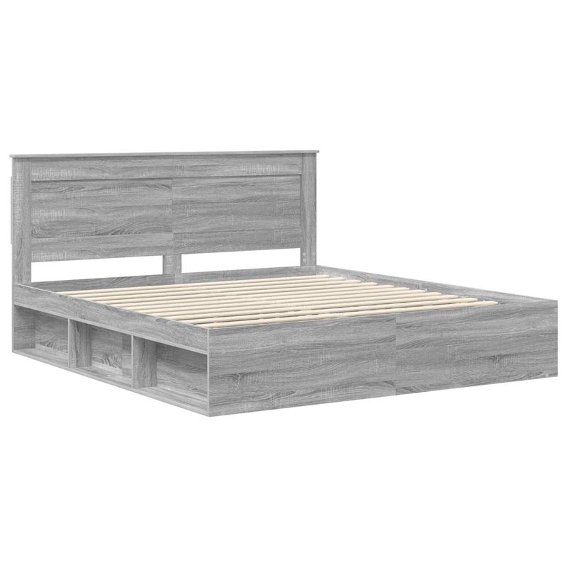 Casa si Gradina - Mobilier - Paturi si accesorii - Paturi - Cadru de pat Gri Sonoma 200 x 200 cm Lemn de pin masiv - Infinity.ro