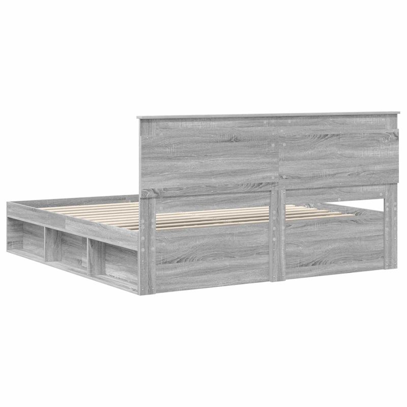 Casa si Gradina - Mobilier - Paturi si accesorii - Paturi - Cadru de pat Gri Sonoma 200 x 200 cm Lemn de pin masiv - Infinity.ro