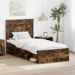Casa si Gradina - Mobilier - Paturi si accesorii - Paturi - Cadru de pat Stejar fumuriu 90 x 200 cm Lemn de pin masiv - Infinity.ro