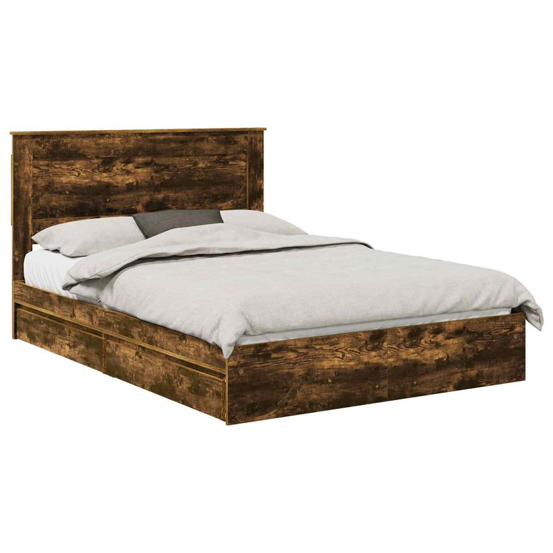 Casa si Gradina - Mobilier - Paturi si accesorii - Paturi - Pat cu storage Stejar fumuriu 160 x 200 cm Lemn compozit - Infinity.ro