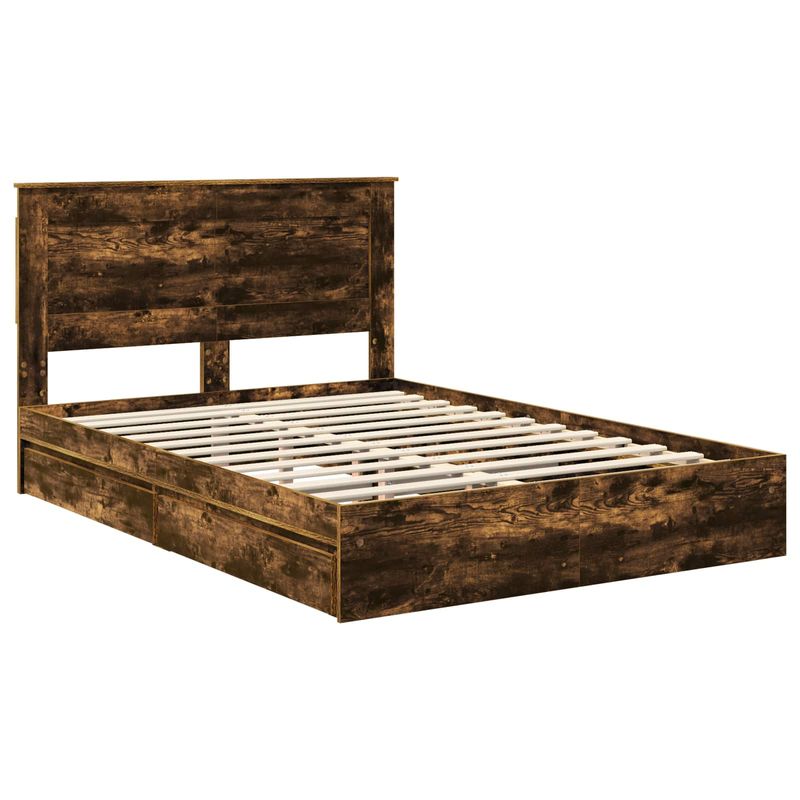 Casa si Gradina - Mobilier - Paturi si accesorii - Paturi - Pat cu storage Stejar fumuriu 160 x 200 cm Lemn compozit - Infinity.ro