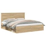 Casa si Gradina - Mobilier - Paturi si accesorii - Paturi - Cadru de pat cu headboard Sonoma 200 x 200 cm Lemn de pin masiv - Infinity.ro