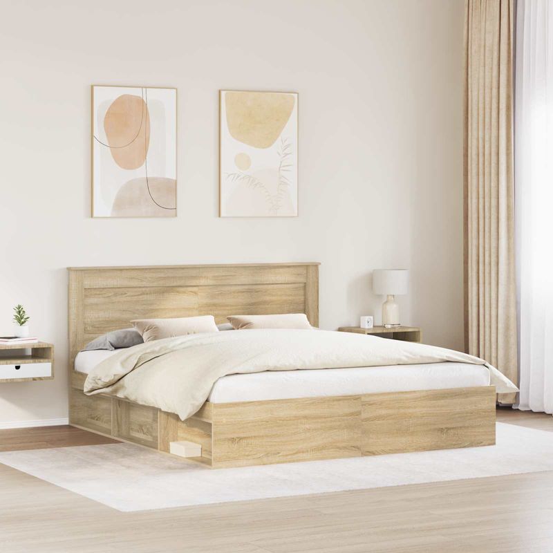 Casa si Gradina - Mobilier - Paturi si accesorii - Paturi - Cadru de pat cu headboard Sonoma 200 x 200 cm Lemn de pin masiv - Infinity.ro