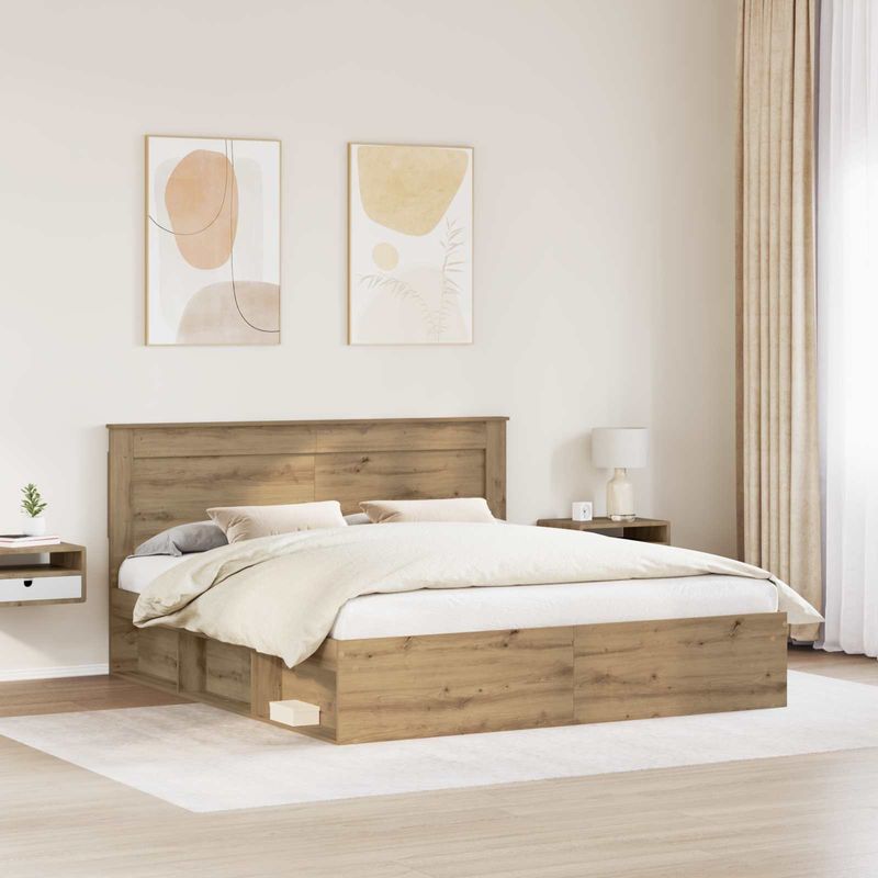 Casa si Gradina - Mobilier - Paturi si accesorii - Paturi - Cadru de pat Stejar artizanal 180 x 200 cm Lemn de pin masiv - Infinity.ro