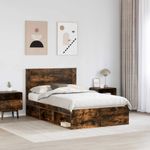 Casa si Gradina - Mobilier - Paturi si accesorii - Paturi - Cadru de pat Stejar fumuriu 135 x 190 cm Lemn de pin masiv - Infinity.ro