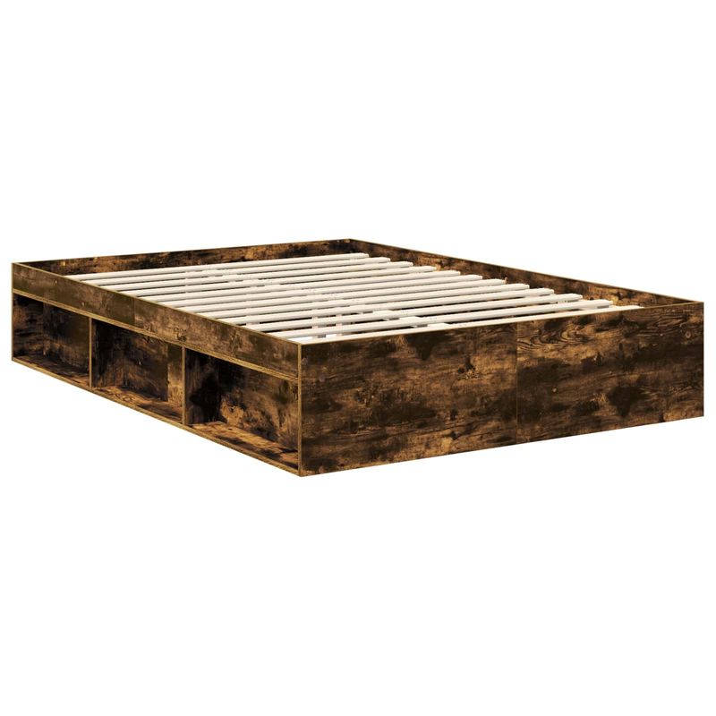 Casa si Gradina - Mobilier - Paturi si accesorii - Paturi - Cadru de pat Stejar fumuriu 135 x 190 cm Lemn de pin masiv - Infinity.ro