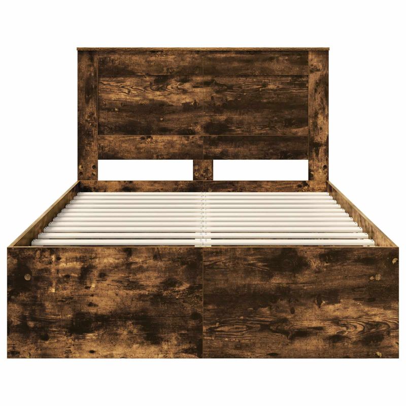 Casa si Gradina - Mobilier - Paturi si accesorii - Paturi - Cadru de pat Stejar fumuriu 135 x 190 cm Lemn de pin masiv - Infinity.ro