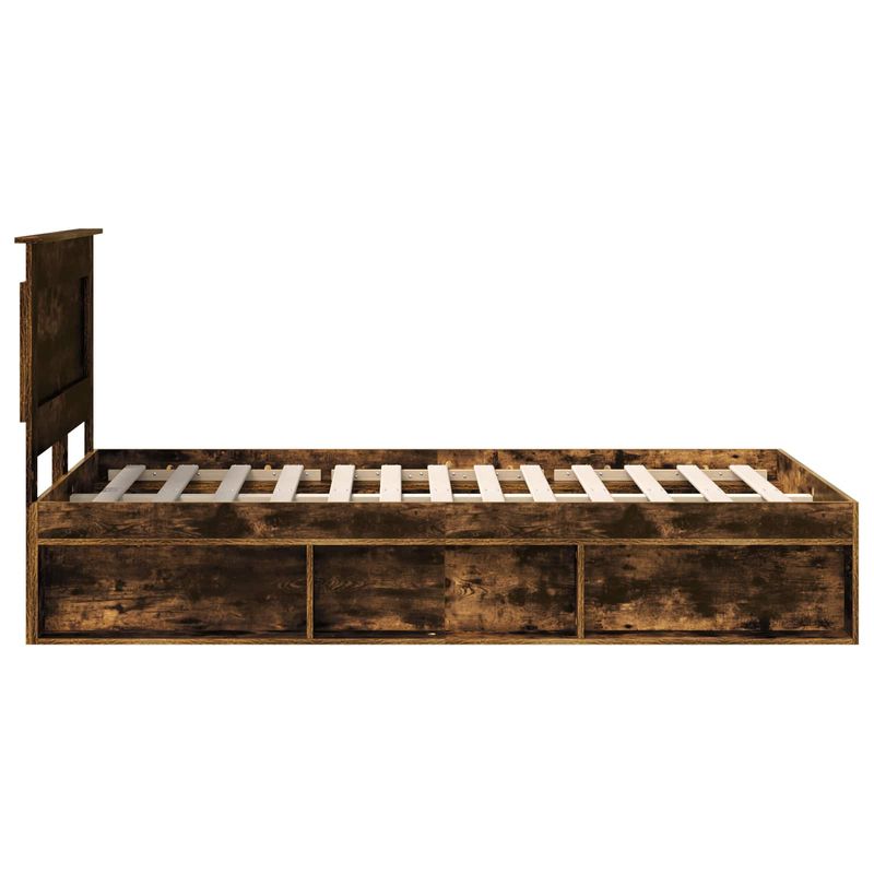 Casa si Gradina - Mobilier - Paturi si accesorii - Paturi - Cadru de pat Stejar fumuriu 135 x 190 cm Lemn de pin masiv - Infinity.ro