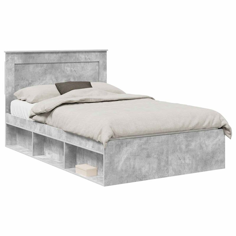 Casa si Gradina - Mobilier - Paturi si accesorii - Paturi - Cadru de pat cu headboard Beton 120 x 190 cm Lemn de pin masiv - Infinity.ro