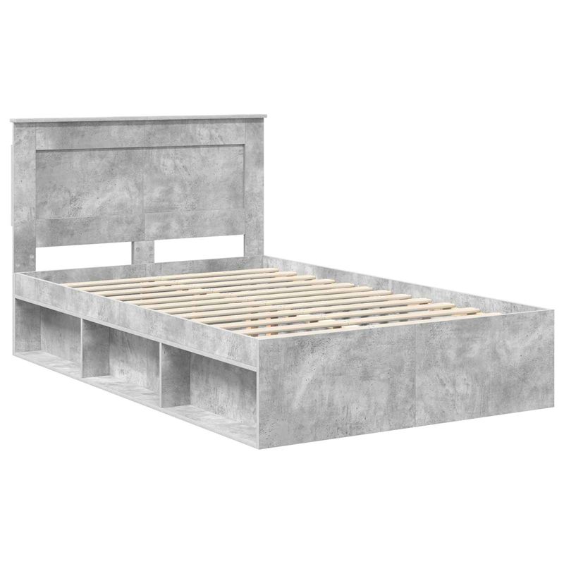 Casa si Gradina - Mobilier - Paturi si accesorii - Paturi - Cadru de pat cu headboard Beton 120 x 190 cm Lemn de pin masiv - Infinity.ro