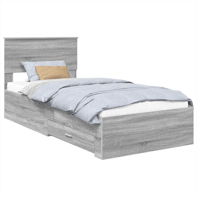 Casa si Gradina - Mobilier - Paturi si accesorii - Paturi - Cadru de pat cu headboard Gri Sonoma 90 x 190 cm Lemn compozit - Infinity.ro