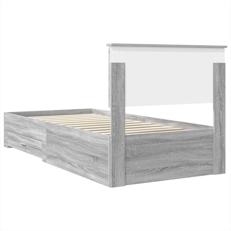 Casa si Gradina - Mobilier - Paturi si accesorii - Paturi - Cadru de pat cu headboard Gri Sonoma 90 x 190 cm Lemn compozit - Infinity.ro