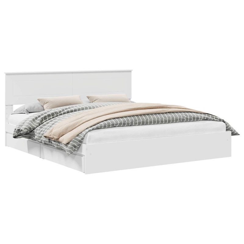 Casa si Gradina - Mobilier - Paturi si accesorii - Paturi - Pat cu storage cu headboard Alb 180 x 200 cm Lemn compozit - Infinity.ro