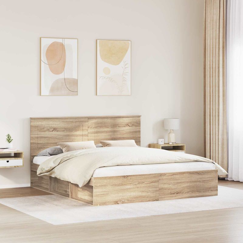 Casa si Gradina - Mobilier - Paturi si accesorii - Paturi - Cadru de pat cu headboard Sonoma 180 x 200 cm Lemn de pin masiv - Infinity.ro