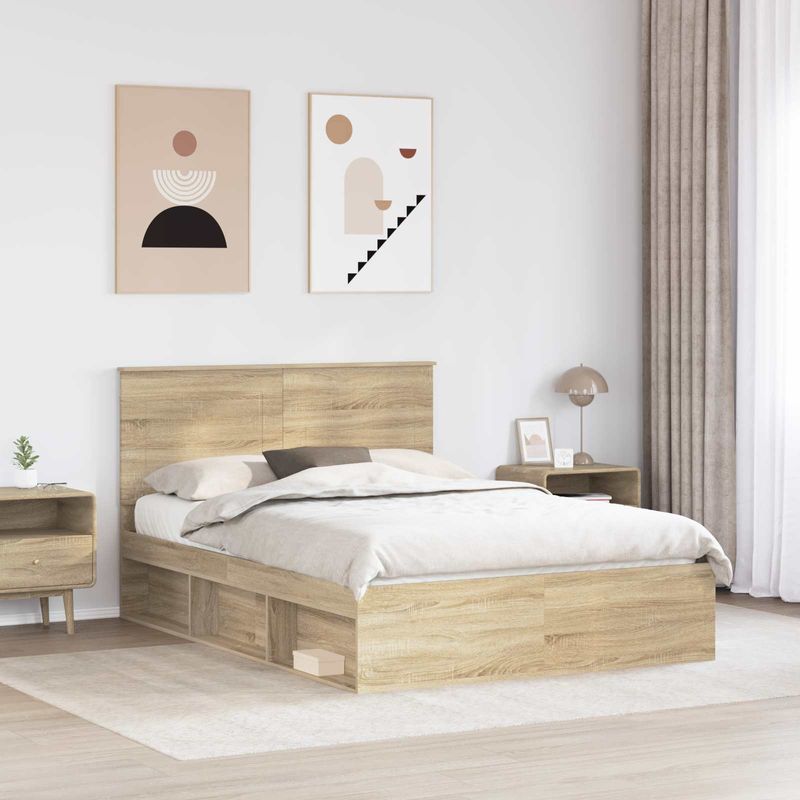 Casa si Gradina - Mobilier - Paturi si accesorii - Paturi - Cadru de pat cu headboard Sonoma 160 x 200 cm Lemn de pin masiv - Infinity.ro