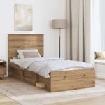 Casa si Gradina - Mobilier - Paturi si accesorii - Paturi - Cadru de pat Stejar artizanal 75 x 190 cm Lemn de pin masiv - Infinity.ro