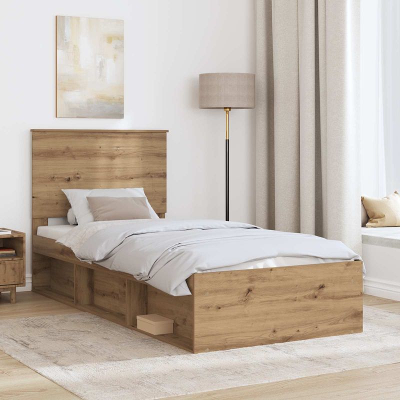 Casa si Gradina - Mobilier - Paturi si accesorii - Paturi - Cadru de pat Stejar artizanal 75 x 190 cm Lemn de pin masiv - Infinity.ro