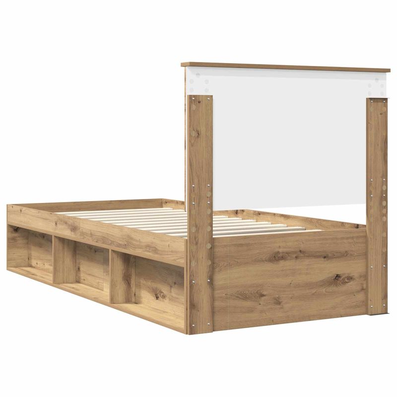 Casa si Gradina - Mobilier - Paturi si accesorii - Paturi - Cadru de pat Stejar artizanal 75 x 190 cm Lemn de pin masiv - Infinity.ro