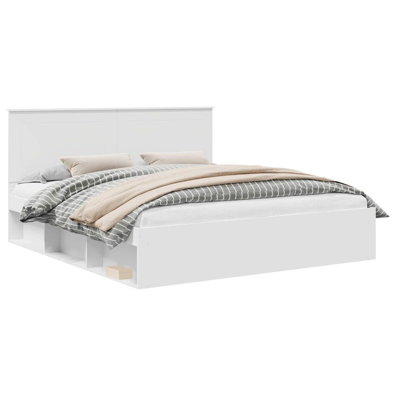 Casa si Gradina - Mobilier - Paturi si accesorii - Paturi - Cadru de pat cu headboard Alb 180 x 200 cm Lemn de pin masiv - Infinity.ro