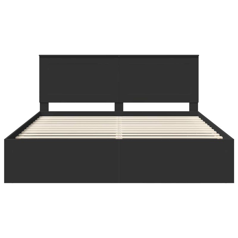 Casa si Gradina - Mobilier - Paturi si accesorii - Paturi - Cadru de pat cu headboard Negru 180 x 200 cm Lemn de pin masiv - Infinity.ro