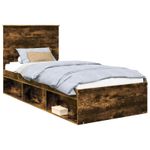 Casa si Gradina - Mobilier - Paturi si accesorii - Paturi - Cadru de pat Stejar fumuriu 100 x 200 cm Lemn de pin masiv - Infinity.ro