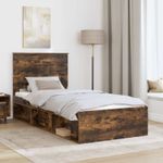Casa si Gradina - Mobilier - Paturi si accesorii - Paturi - Cadru de pat Stejar fumuriu 100 x 200 cm Lemn de pin masiv - Infinity.ro