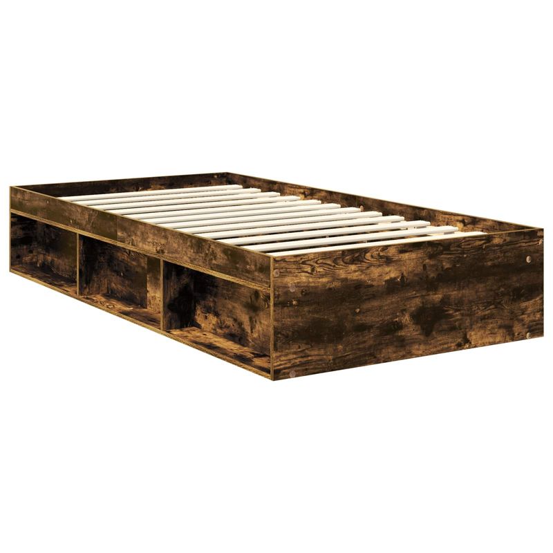 Casa si Gradina - Mobilier - Paturi si accesorii - Paturi - Cadru de pat Stejar fumuriu 100 x 200 cm Lemn de pin masiv - Infinity.ro