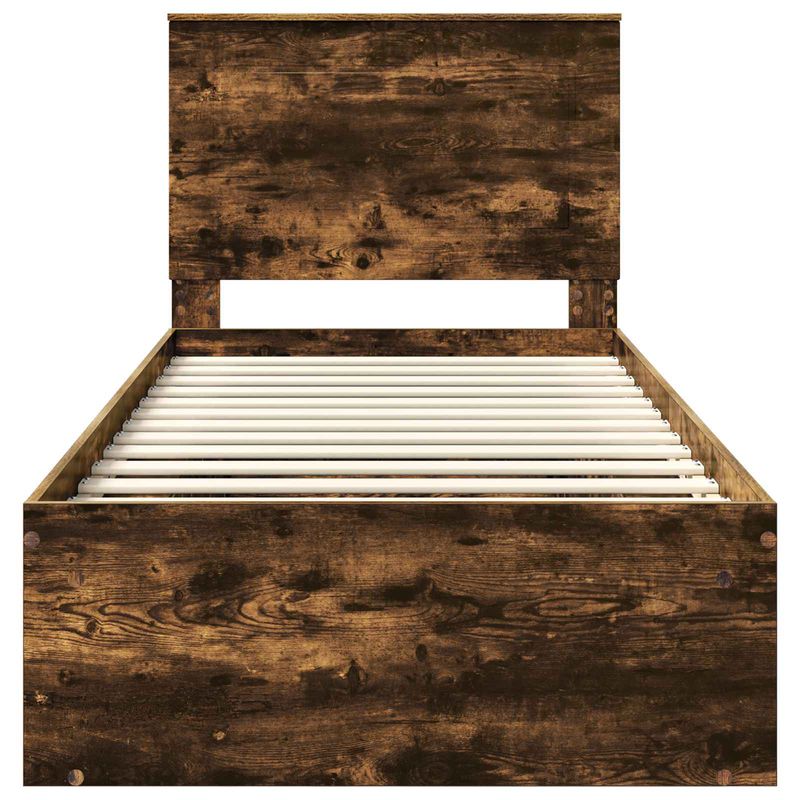 Casa si Gradina - Mobilier - Paturi si accesorii - Paturi - Cadru de pat Stejar fumuriu 100 x 200 cm Lemn de pin masiv - Infinity.ro