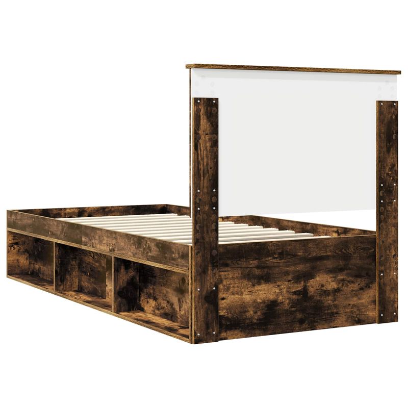 Casa si Gradina - Mobilier - Paturi si accesorii - Paturi - Cadru de pat Stejar fumuriu 100 x 200 cm Lemn de pin masiv - Infinity.ro