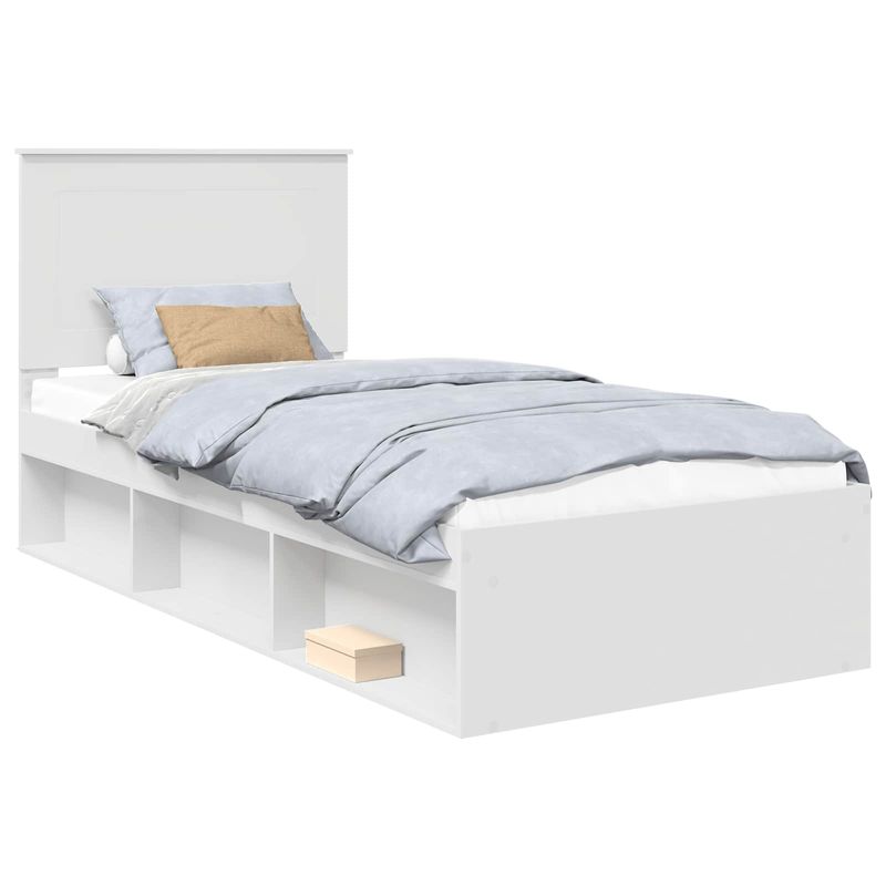 Casa si Gradina - Mobilier - Paturi si accesorii - Paturi - Cadru de pat cu headboard Alb 75 x 190 cm Lemn de pin masiv - Infinity.ro