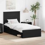 Casa si Gradina - Mobilier - Paturi si accesorii - Paturi - Cadru de pat cu headboard Negru 90 x 200 cm Lemn de pin masiv - Infinity.ro