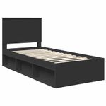 Casa si Gradina - Mobilier - Paturi si accesorii - Paturi - Cadru de pat cu headboard Negru 90 x 200 cm Lemn de pin masiv - Infinity.ro