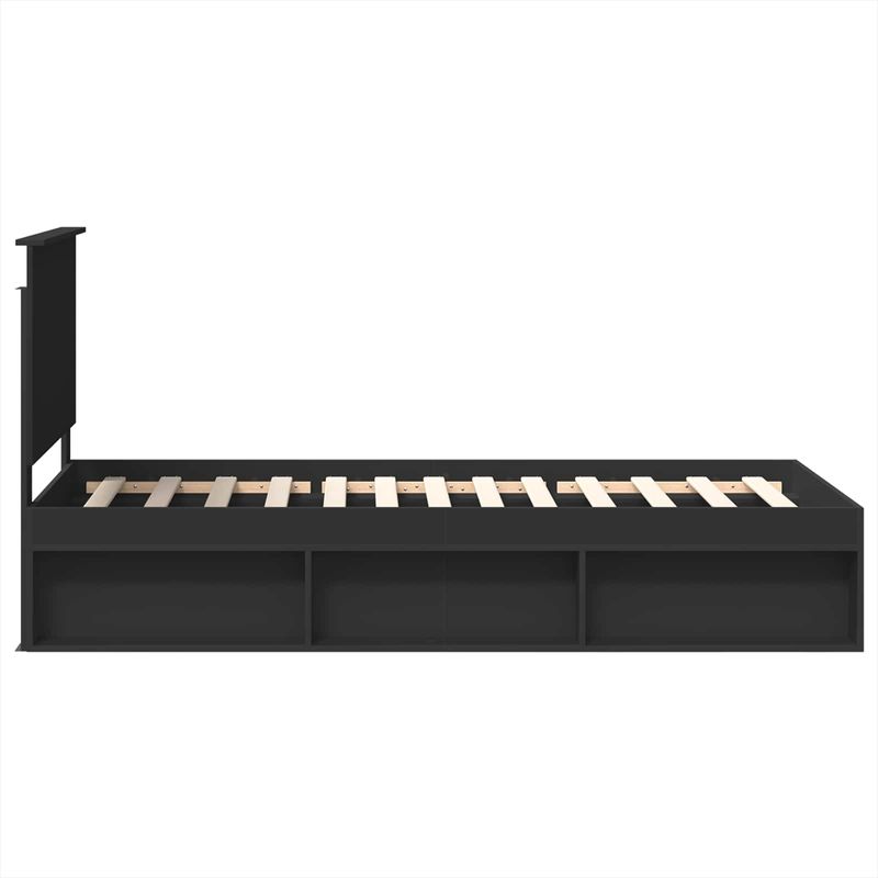 Casa si Gradina - Mobilier - Paturi si accesorii - Paturi - Cadru de pat cu headboard Negru 90 x 200 cm Lemn de pin masiv - Infinity.ro