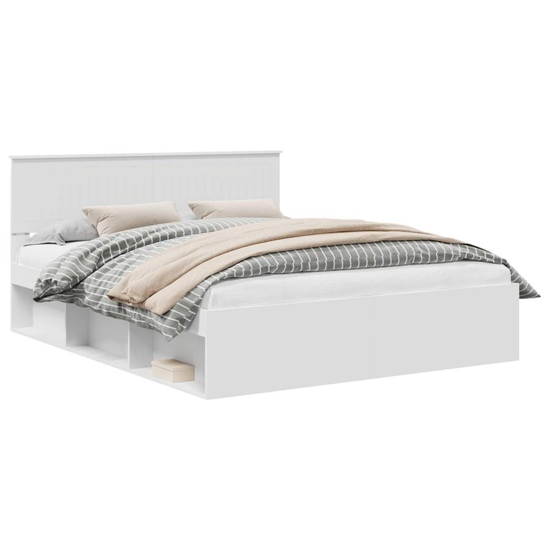 Casa si Gradina - Mobilier - Paturi si accesorii - Paturi - Cadru de pat cu headboard Alb 160 x 200 cm Lemn de pin masiv - Infinity.ro