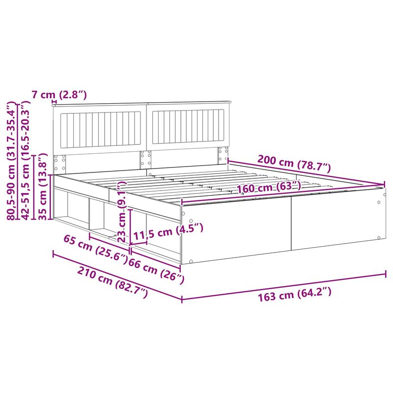 Casa si Gradina - Mobilier - Paturi si accesorii - Paturi - Cadru de pat cu headboard Alb 160 x 200 cm Lemn de pin masiv - Infinity.ro