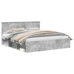 Casa si Gradina - Mobilier - Paturi si accesorii - Paturi - Cadru de pat cu headboard Beton 180 x 200 cm Lemn de pin masiv - Infinity.ro