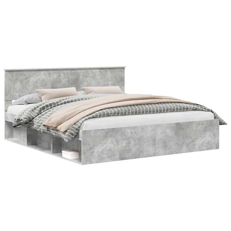 Casa si Gradina - Mobilier - Paturi si accesorii - Paturi - Cadru de pat cu headboard Beton 180 x 200 cm Lemn de pin masiv - Infinity.ro