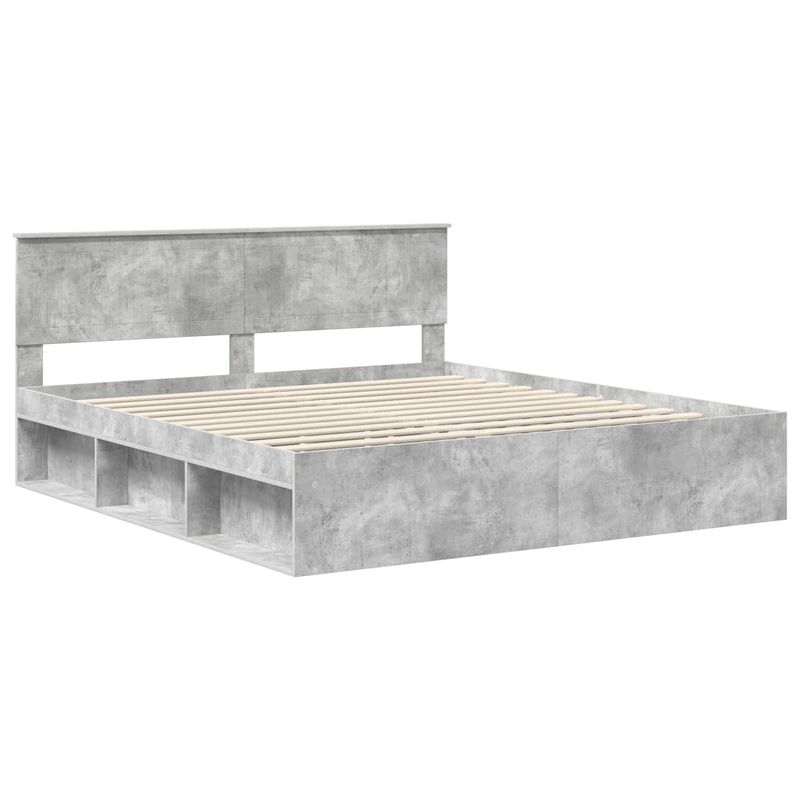 Casa si Gradina - Mobilier - Paturi si accesorii - Paturi - Cadru de pat cu headboard Beton 180 x 200 cm Lemn de pin masiv - Infinity.ro