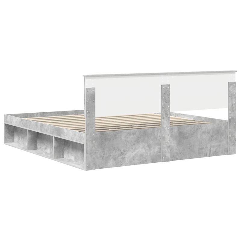Casa si Gradina - Mobilier - Paturi si accesorii - Paturi - Cadru de pat cu headboard Beton 180 x 200 cm Lemn de pin masiv - Infinity.ro