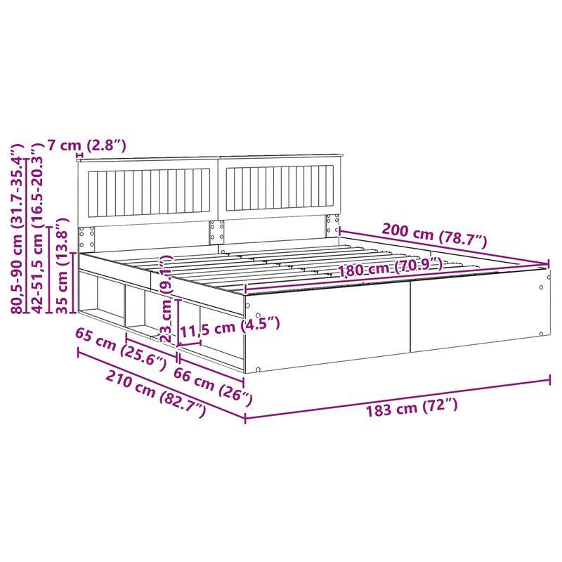 Casa si Gradina - Mobilier - Paturi si accesorii - Paturi - Cadru de pat cu headboard Beton 180 x 200 cm Lemn de pin masiv - Infinity.ro