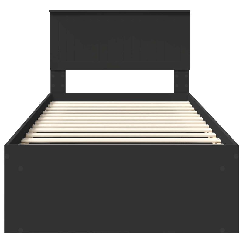 Casa si Gradina - Mobilier - Paturi si accesorii - Paturi - Cadru de pat cu headboard Negru 90 x 200 cm Lemn de pin masiv - Infinity.ro