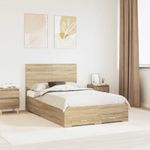 Casa si Gradina - Mobilier - Paturi si accesorii - Paturi - Cadru de pat cu sertar Stejar Sonoma 135 x 190 cm Lemn compozit - Infinity.ro